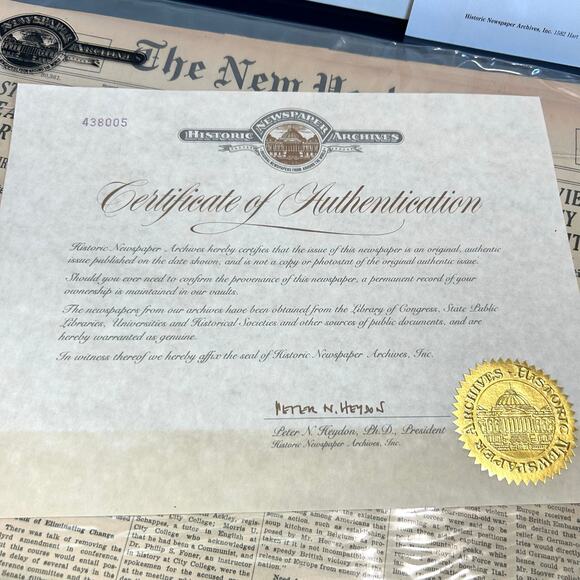 Vintage March 10, 1941 New York Times Newspaper WWII Era Collectible Certificate - Picture 13 of 16